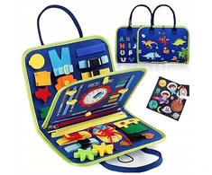 Pan i Pani Gadżet Montessori Sensory Manipulative Board Sulankstomas lagaminas mėlynas