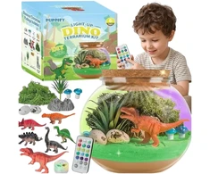 Para Toys Kūrybinis dinozaurų terariumo LED naktinio apšvietimo RGB kinetinis smėlio rinkinys