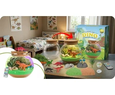 Para Toys Kūrybinis dinozaurų terariumo LED naktinio apšvietimo RGB kinetinis smėlio rinkinys
