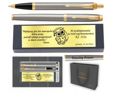 Parker Im Brushed Metal Gt rašiklio rinkinys su auksine apdaila