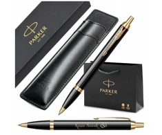 Parker IM Juodas GT tušinukas, padengtas auksu, su graviravimu SU ORIGINALIU juodu dėklu