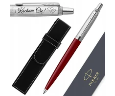 Parker Jotter 60 Rašiklis Raudonas su Graviravimu ir Dėklu - Dovana