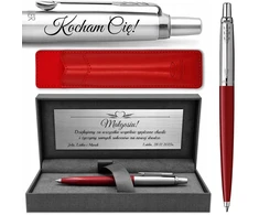 Parker Jotter 60 Raudonasis rašiklis su dėklu ir graviravimu