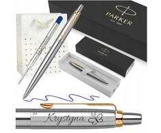 PARKER tušinukas su graviravimu Jotter Steel Paauksuota dovana Puikiai tinka Mgr