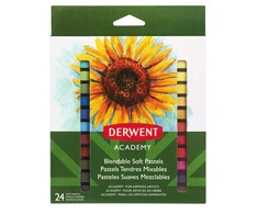 Pastelai - Derwent - 98216 - 24 vnt. rinkinys - Apskaičiuotos spalvos - Švelnūs ir maišomi