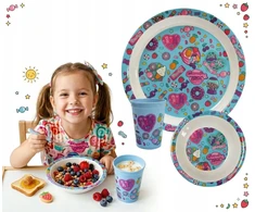 PATIEKALŲ RINKINYS Candy Kids Lėkštės dubuo Puodelis piknikas Vaikų dienos dovana