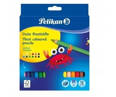 Pelikan Spalvoti trikampiai pieštukai ir drožtukas, 12vnt.