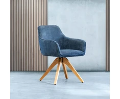 PEMA tamsiai mėlyna velvetinė pasukama kėdė 56x60x82 cm HOMLA