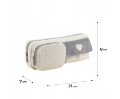 Penalas saszetka dla dziewczynek pluszowa tkanina su serduszkiem smėlio spalva Kite
