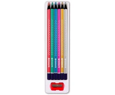Penmate metalinės kreidelės, 6 spalvų, juodo medžio, su drožtuku