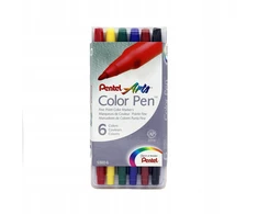 Pentel S360 markeriai, 6 spalvų, lengvai nuplaunami