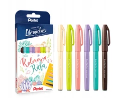 Pentel Sign Pen Ses15c, 6 spalvų, kaligrafijos rinkinys