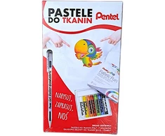 Pentel tekstilės kreidelės 7 spalvos + juodas gelinis rašiklis