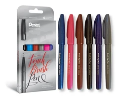 Pentel Touch Pen kaligrafijos rinkinys, 6 spalvų