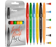 Pentel Touch Pen rinkinys, 6 spalvų, kaligrafijai