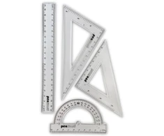 Penword Rinkinys geometryczny 4 elementowy linijka ekierka kątomierz 20cm Pen PSH1220