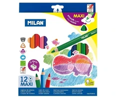 Pieštukai 12 spalvų MAXI tribriauniai 0722612 MILAN, R06-040
