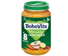 Pietūs kūdikiams ir vaikams Bobovita Daržovių su vištiena asortimentas 8 m+ 190 g