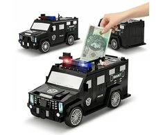 PIGGY BANK SAFE interaktyvus policijos automobilis vaikams, elektroninis, juodas
