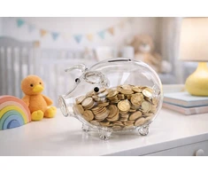 PIGGY BOX DEKORATYVINIS STIKLO AUSYS DIDELIS STOROS STIKLAS DOVANAI