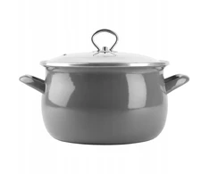 Pilkas emaliuotas puodas HELENA 3L Silesia Emalia Gas Traditional Induction