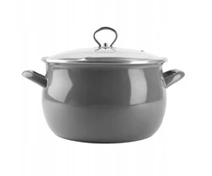 Pilkas emaliuotas puodas HELENA 4L Gas Traditional Induction Silesia Emalia