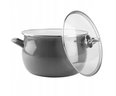 Pilkas emaliuotas puodas HELENA 4L Gas Traditional Induction Silesia Emalia