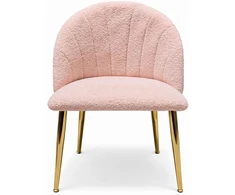 Pink BOUCLE "LAMB" MINŠTA KĖDĖ Rožinis GOLD LEGS GLAMOUR TEDDY stiliaus