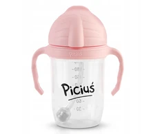 Pink Piciuś Sippy buteliukas vaikams su pasvertu šiaudeliu 240 ml 6m+ Rožinis