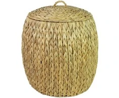 Pintas krepšys su dangčiu ir rankenomis FYD Ø40cm H52cm natūralios spalvos