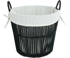 Pintas medžiag.krepšys su pamušalu ir rankenomis FYD Ø35xH30cm/pagr.Ø27cm juodas