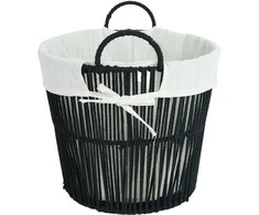 Pintas medžiag.krepšys su pamušalu ir rankenomis FYD Ø35xH30cm/pagr.Ø27cm juodas