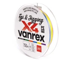 Pintas valas Vanrex Egi&amp;Jigging X4 Braid Lucky John 0.12mm/150m Multi Color