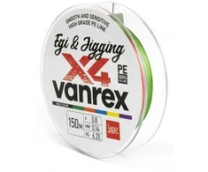 Pintas valas Vanrex Egi&amp;Jigging X4 Braid Lucky John 0.14mm/150m Multi Color