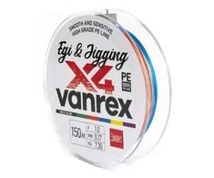 Pintas valas Vanrex Egi&amp;Jigging X4 Braid Lucky John 0.17mm/150m Multi Color