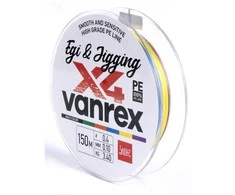 Pintas valas Vanrex Egi&amp;Jigging X4 Braid Lucky John 0.10mm/150m Multi Color