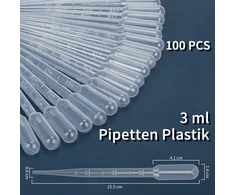 PIPETĖ 100 Vnt. 3ml PLASTIKINIS VIENkartinis LABORATORIJOS SOFT FLEXIBLE