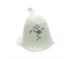 Pirties kepurė Don't worry Be happy balta/vilna100%