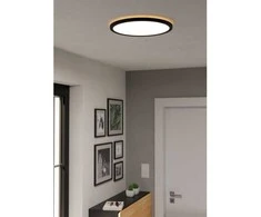 Lubinis šviestuvas Plafoninis LED šviestuvas EGLO ROVITO-R IP44 20W 2700-6500K 2900lm juodas Ø50cm su pultu