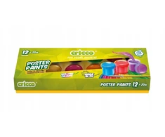 Plakatų dažai Cricco 20 ml, 12 spalvų rinkinys