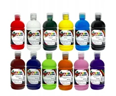 PLAKATŲ DAŽŲ RINKINYS 12 vnt x 0,5L efektyvūs PENWORD plakatų dažai 500 ml