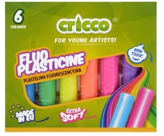 PLASTELINA FLUORESCENCYJNA NEONOWA SZKOLNA OKRĄGŁA Cricco masa 6 kolorów