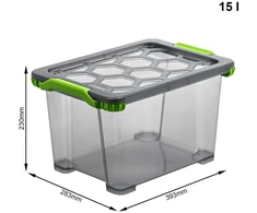 Dėžė su dangčiu Evo Total Rotho 39.3x28.3x23cm/15L permatoma/pilka