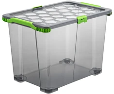 Dėžė su dangčiu ir ratukais Evo Total Rotho 59x39x41.2cm/65L permatoma/pilka