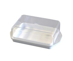 Plastikinė sviestinė su skaidriu gaubtu, 15 x 9 x 5 cm