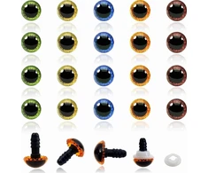 PLASTIKINĖS AKYS 11 MM SPALVINGOS LĖLĖS, GYVŪNĖLIAI, NĖRIMO 20