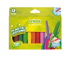 Plastikinės vaškinės kreidelės 12 spalvų - Cricco