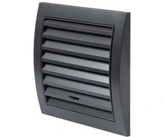 Plastikinės ventiliacijos grotelės ND10RA, 148 x 153 mm, DN100, su užsklanda, antracito sp.