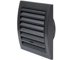 Plastikinės ventiliacijos grotelės ND10RA, 148 x 153 mm, DN100, su užsklanda, antracito sp.