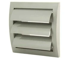 Plastikinės ventiliacijos grotelės ND10ZP, 148 x 153 mm, DN100, su žaliuze, pilkos sp.